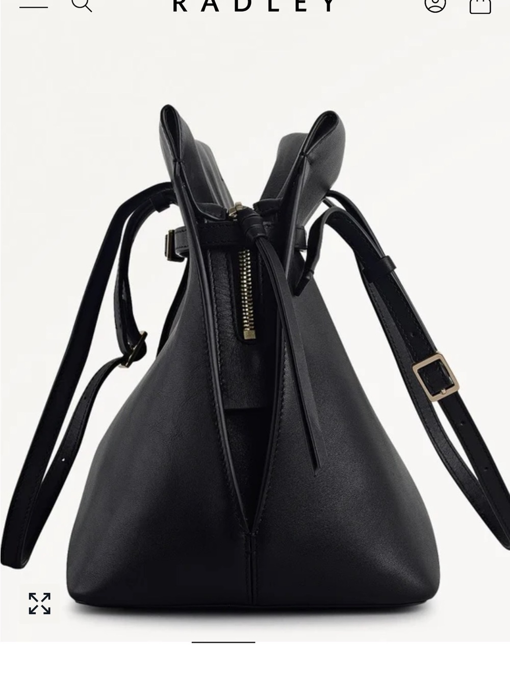 RADLEY LONDON Black Leather Tote with Gold Hardware - Picture 4 of 9